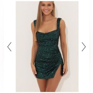 Lucy in the sky Melina Green sequin mini dress